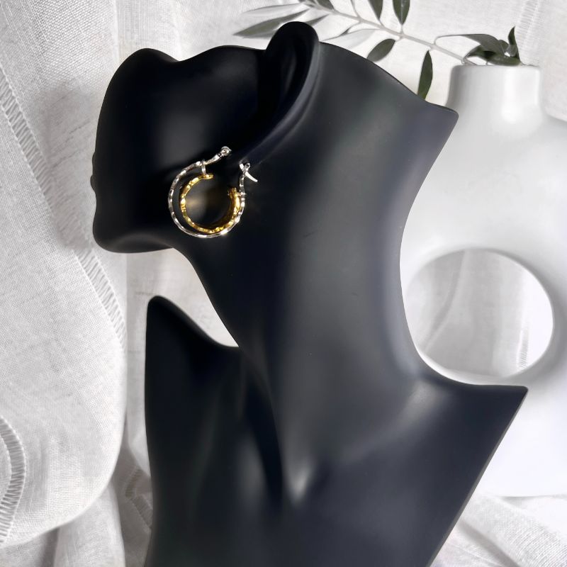 Jade Gold & Silver Hoop Earrings
